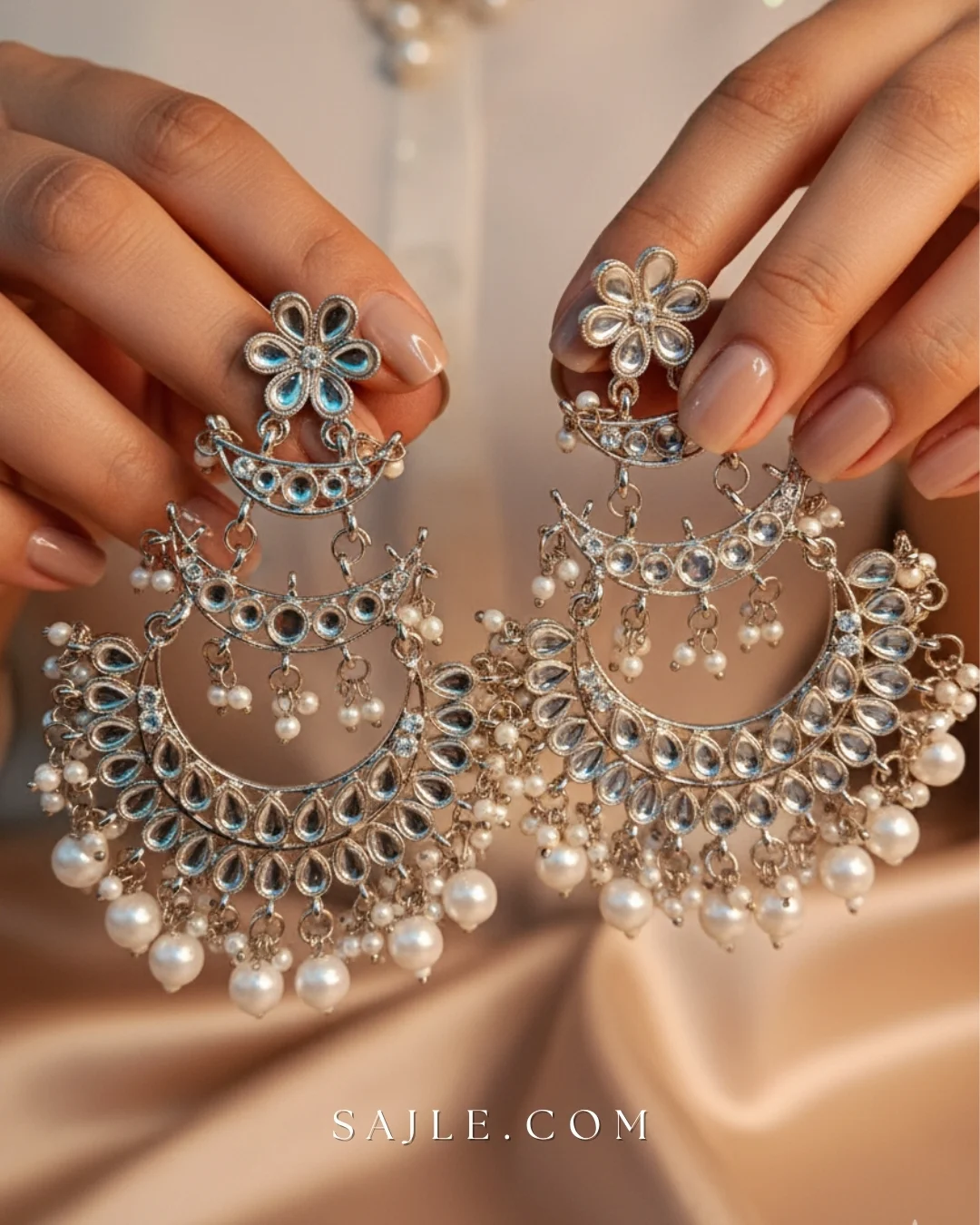 Majestic Silver Toned Kundan & Pearl Earring 1