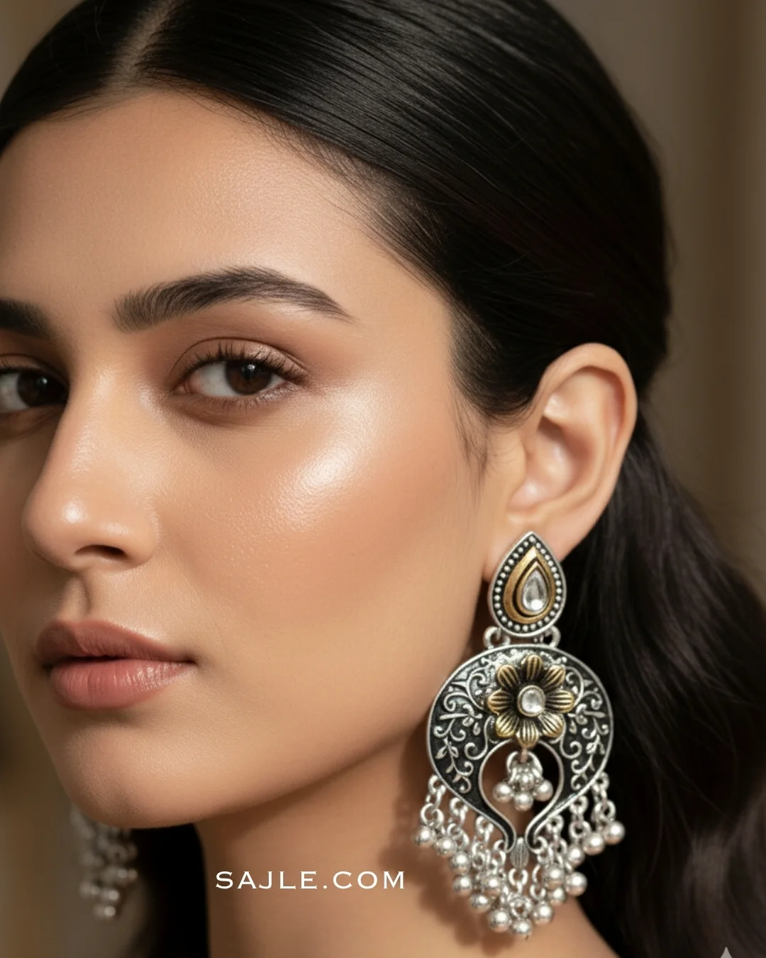 Traditional Kundan and Enamel Work Chandbali Style Dangler Earrings For Women